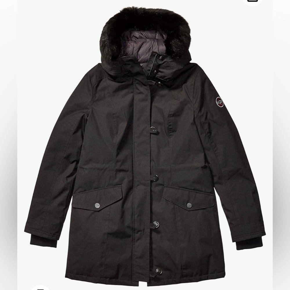 UGG BLACK ADIRONDACK 3-IN-1 PUFFER DOWN TOSCANA HOODED PARKA, WOMEN SIZE S.